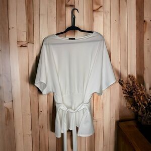 Boohoo Tie Waist Peblum Top